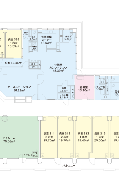 E3病棟改修後平面図