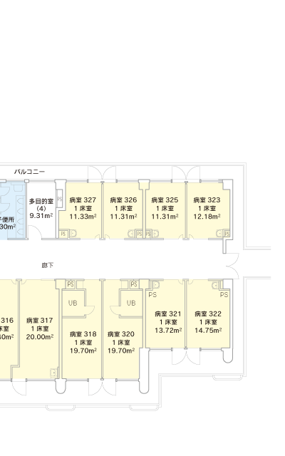 E3病棟改修後平面図